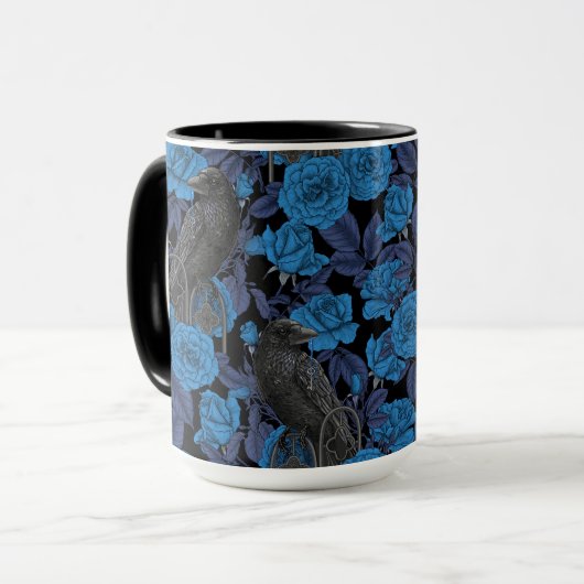 Ravens und blaue Rose Tasse (Vorderseite Links)