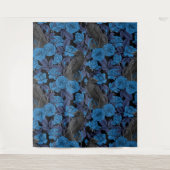 Ravens und blaue Rose Wandteppich (Vorderseite)