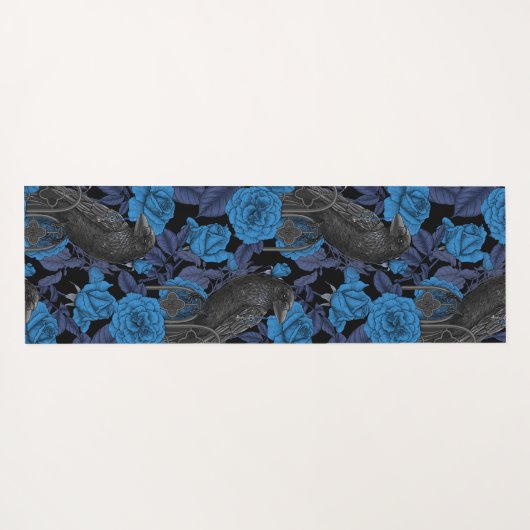 Ravens und blaue Rose Yogamatte (Rückseite (Horizontal))
