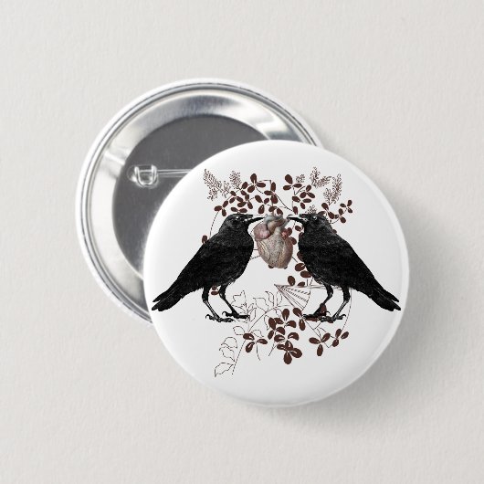 Ravens und Herz Button (Vorne & Hinten)