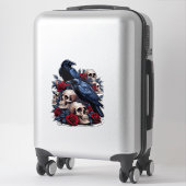 Ravens und Rose: Gotisches Schädeldesign Aufkleber (Koffer)