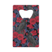 Ravens und Rose mit dunkelblauen Blätter Geldbeutel Flaschenöffner (Rückseite)