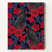Ravens und Rose mit dunkelblauen Blätter Notizblock (Rückseite)
