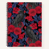 Ravens und Rose mit dunkelblauen Blätter Notizblock (Vorderseite)