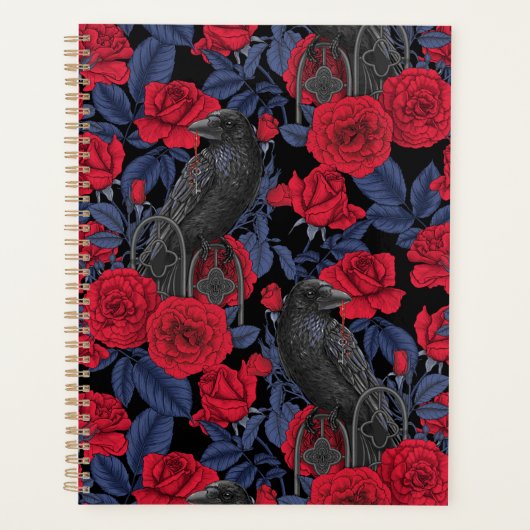 Ravens und Rose mit dunkelblauen Blätter Planer (Vorderseite)