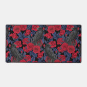 Ravens und Rose mit dunkelblauen Blätter Schreibtischunterlage (Vorderseite)