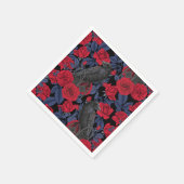 Ravens und Rose mit dunkelblauen Blätter Serviette (Ecke)