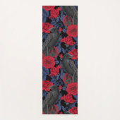 Ravens und Rose mit dunkelblauen Blätter Yogamatte (Vorderseite)