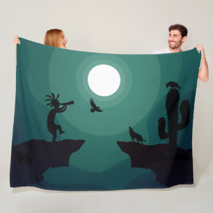 Ravens Wolves Animals Kokopelli Südwest Fleecedecke