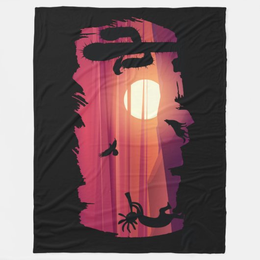 Ravens Wolves Animals Kokopelli Südwest Fleecedecke (Vorderseite)