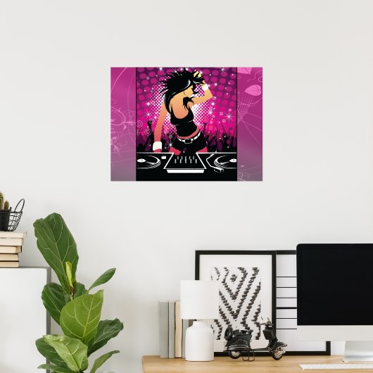 Raver Girl Dancing DJ Poster (Heimbüro)