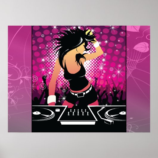 Raver Girl Dancing DJ Poster (Vorne)