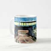 Ravilious Art, Zug über Brücke bei Nacht Kaffeetasse (Vorderseite Links)