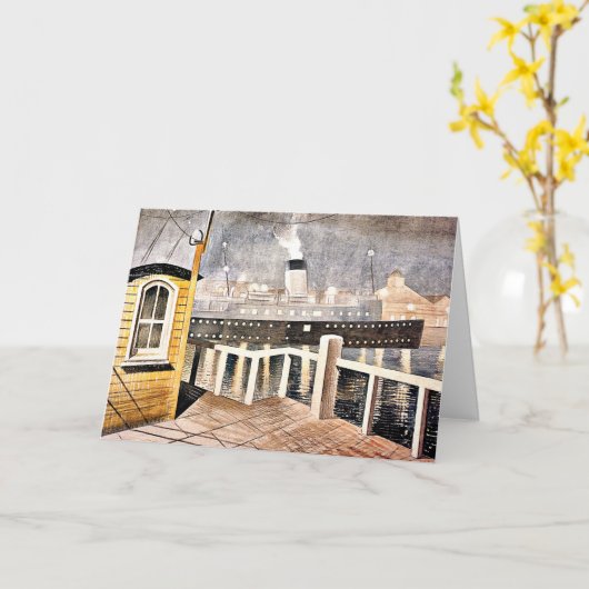 Ravilious - Channel Steamer Leaving Harbor Karte (Gelbe Blume)