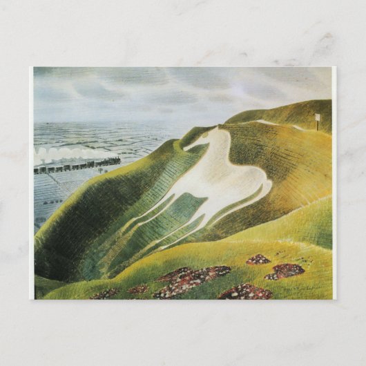 Ravilious - Das Westbury Pferd, schöne Kunst Postkarte (Vorderseite)