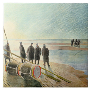 Ravilious - Gefährliche Arbeit bei Ebbe, Fliese