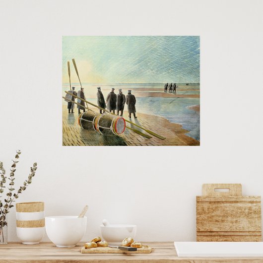 Ravilious - Gefährliche Arbeit bei Ebbe, Poster (Küche)