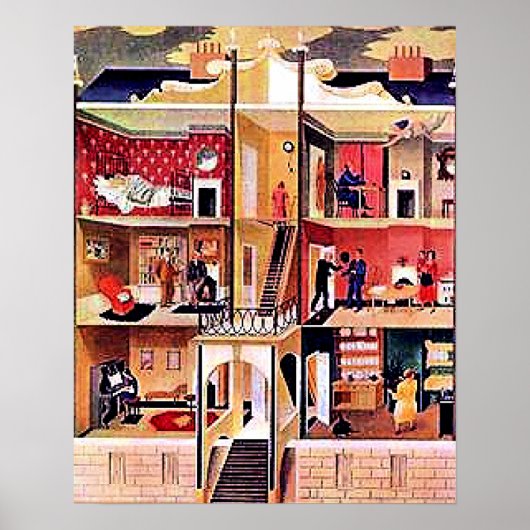 Ravilious-Kunst, The Boarding House Poster (Vorne)