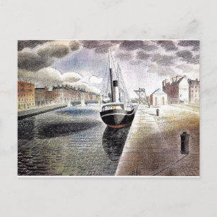 Ravilious - Lotsenboot in Le Havre Postkarte