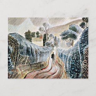 Ravilious - Nassnachmittag, Kirche der Hl. Maria Postkarte