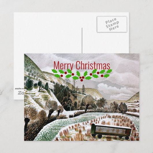 Ravilious - Neujahrsschnee - Frohe Weihnachten Postkarte (Vorne/Hinten)