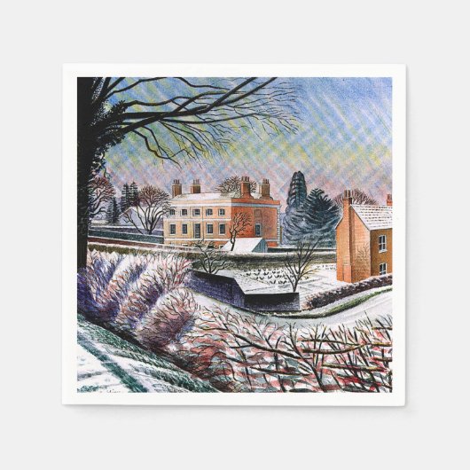 Ravilious - Pfarrhaus im Winter,  Serviette (Vorderseite)