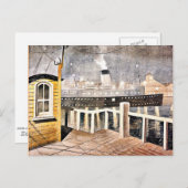 Ravilious - Verlassend Hafen für Kanaldampfdämpfer Postkarte (Vorne/Hinten)