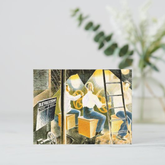 Ravilius - Männer, die U-Boot-Kontrollen betreiben Postkarte (Stehend Vorderseite)