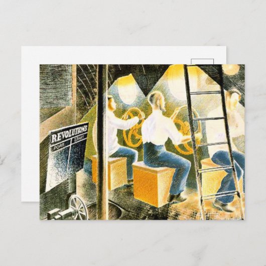 Ravilius - Männer, die U-Boot-Kontrollen betreiben Postkarte (Vorne/Hinten)