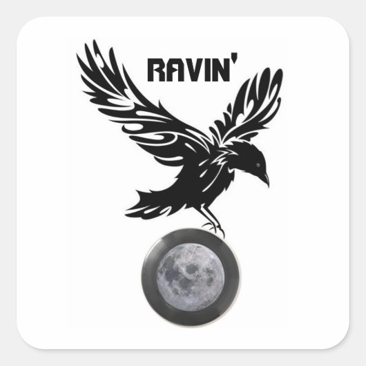 Ravin' Mondquadratischer Aufkleber (Vorderseite)