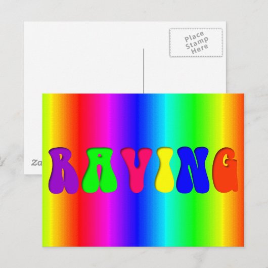 RAVING Rainbow Postkarte (Vorne/Hinten)