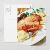 Ravioli und Fleischbällchen Postkarte (Vorne/Hinten)