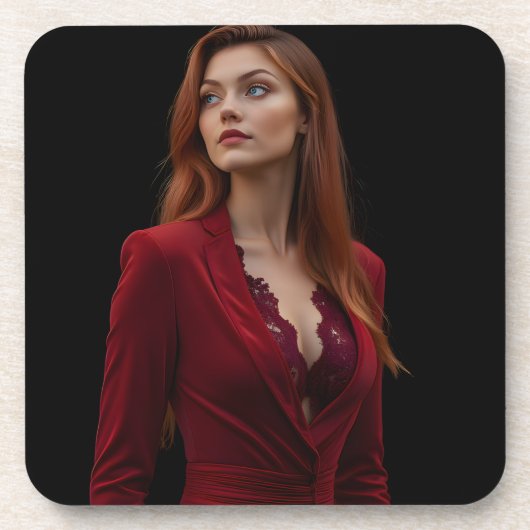 Ravishing Elegant: Ein gotisches rotes Portrait Getränkeuntersetzer (Vorderseite)