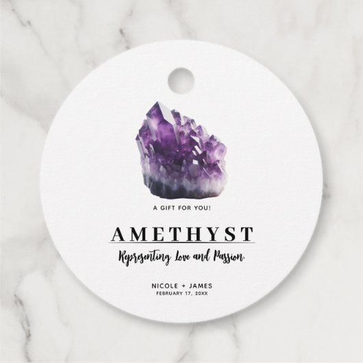 Raw Amethyst Lila Calming Crystal Wedding Geschenkanhänger (Rückseite)