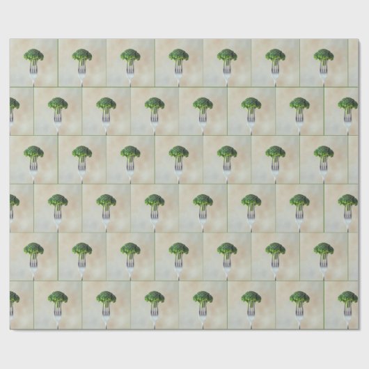 Raw Broccoli Floret On a Fork Geschenkpapier (Flach)
