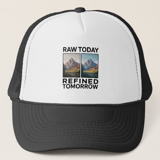 RAW Heute, Verfeinert Morgen Truckerkappe (Vorderseite)