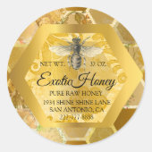 Raw Honey Jar Honeybee Honeycomb Bee Apiary Golden Runder Aufkleber (Vorderseite)