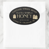 Raw Local Wildblume Nilt Honigetikett Schwarz Ovaler Aufkleber (Tasche)