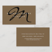 Raw Umber Brown Monogram Manager Business Card Visitenkarte (Vorne/Hinten)