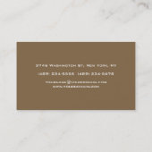 Raw Umber Brown Monogram Manager Business Card Visitenkarte (Rückseite)