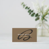 Raw Umber Brown Monogram Manager Business Card Visitenkarte (Stehend Vorderseite)
