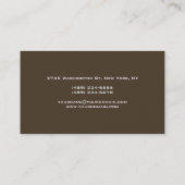 Raw Umber Brown Monogram Manager Business Card Visitenkarte (Rückseite)