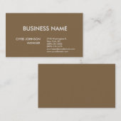Raw Umber Brown Schlicht Modern Business Card Visitenkarte (Vorne/Hinten)