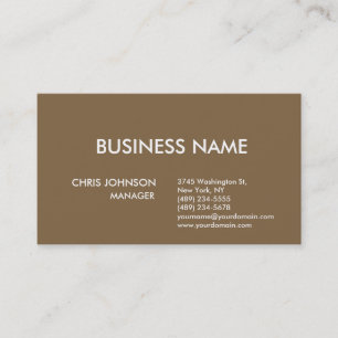 Raw Umber Brown Schlicht Modern Business Card Visitenkarte