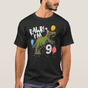 Rawi I m 9 Birthday Boy Dinosaur rex Themed 9. Bi T-Shirt