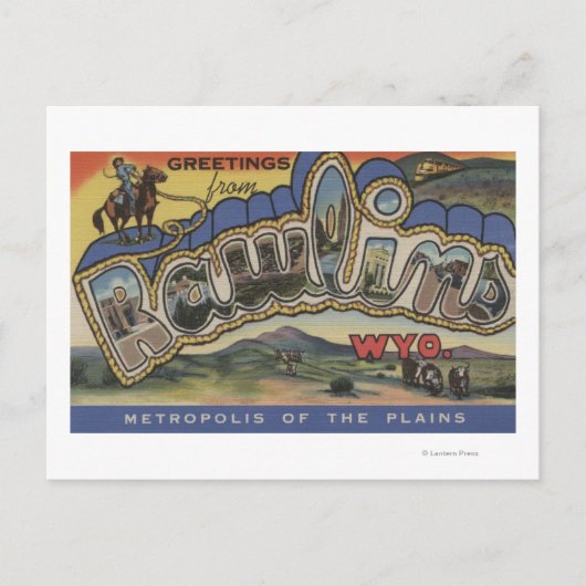Rawlins, Wyoming - Große Buchstabenszenen Postkarte (Vorderseite)