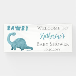 Rawr Aquamarin Blue Dinosaur Boy Baby Dusche Willk Banner