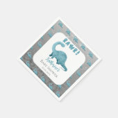 Rawr Aquamarin Blue Dinosaur Boy Baby Shower Serviette (Ecke)