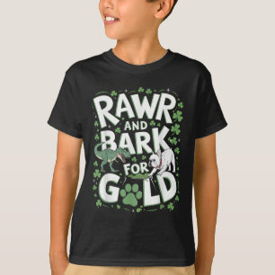 Rawr Bark T-rex Bulldog St Patricks Day American T-Shirt