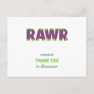 RAWR bedeutet Danke in Dinosaur Postkarte